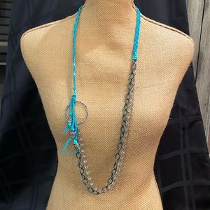 Turquoise leather braided necklace